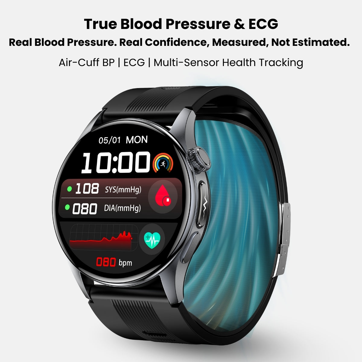 Coxsmart CXS200 Air-Cuff Blood Pressure & ECG Smartwatch with Remote Monitoring and SOS