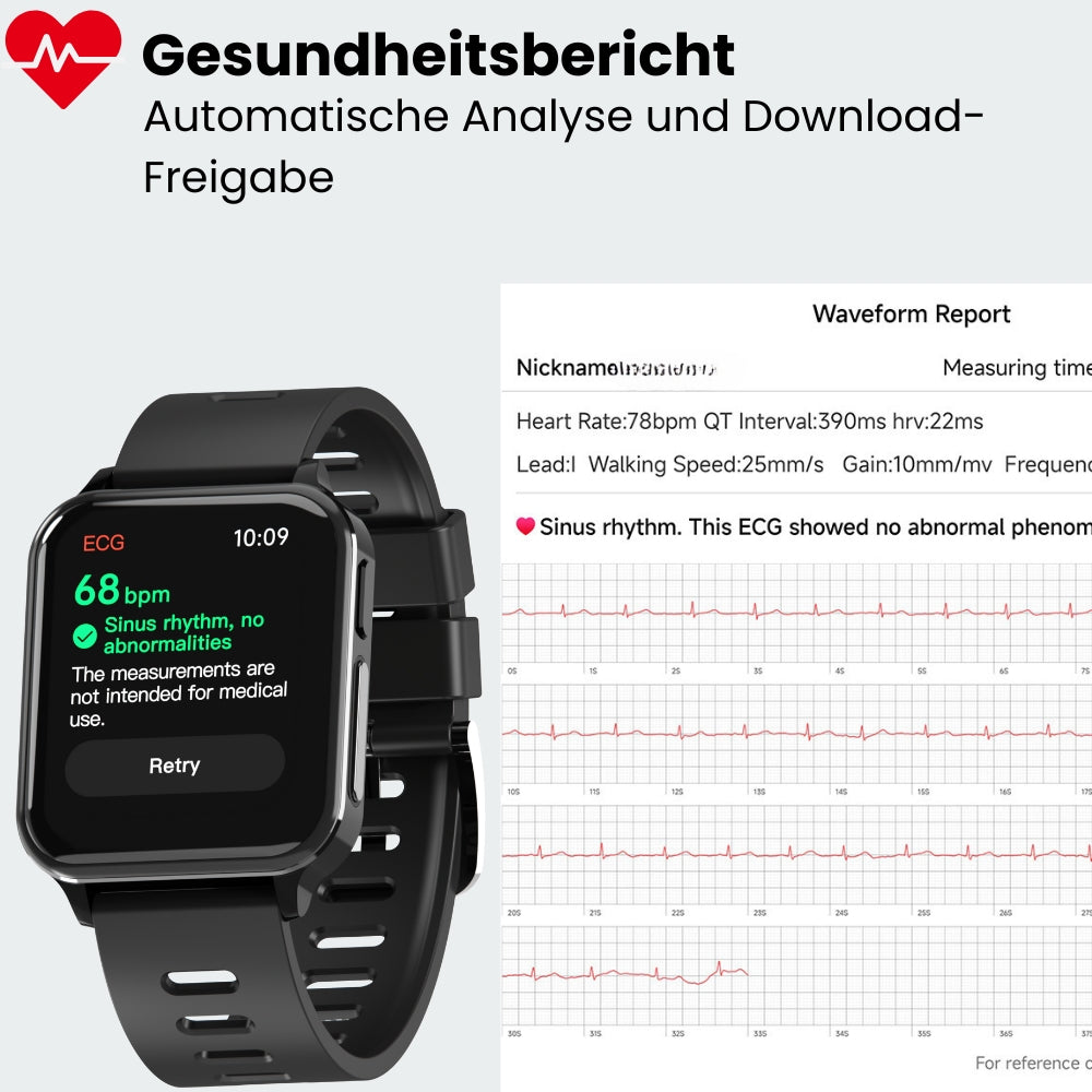 Coxsmart G10-RIG mit EKG, Herzfrequenz, Blutsauerstoff, Schlafüberwachung, Gesundheits-SmartWatch