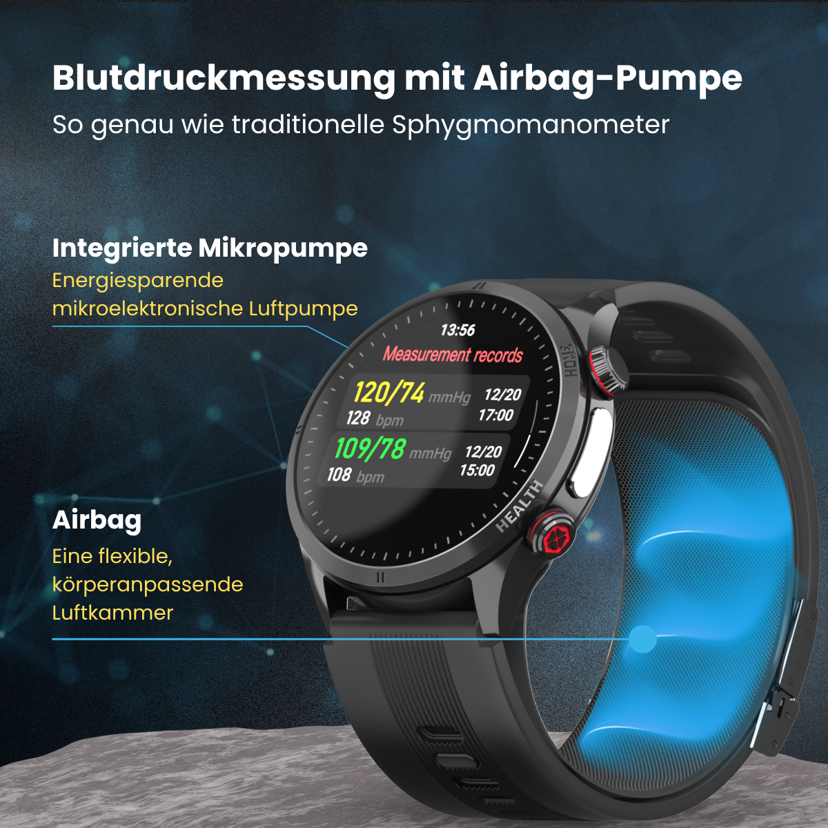 CXS26 Smartwatch mit Luftkissen-Blutdruckmessung