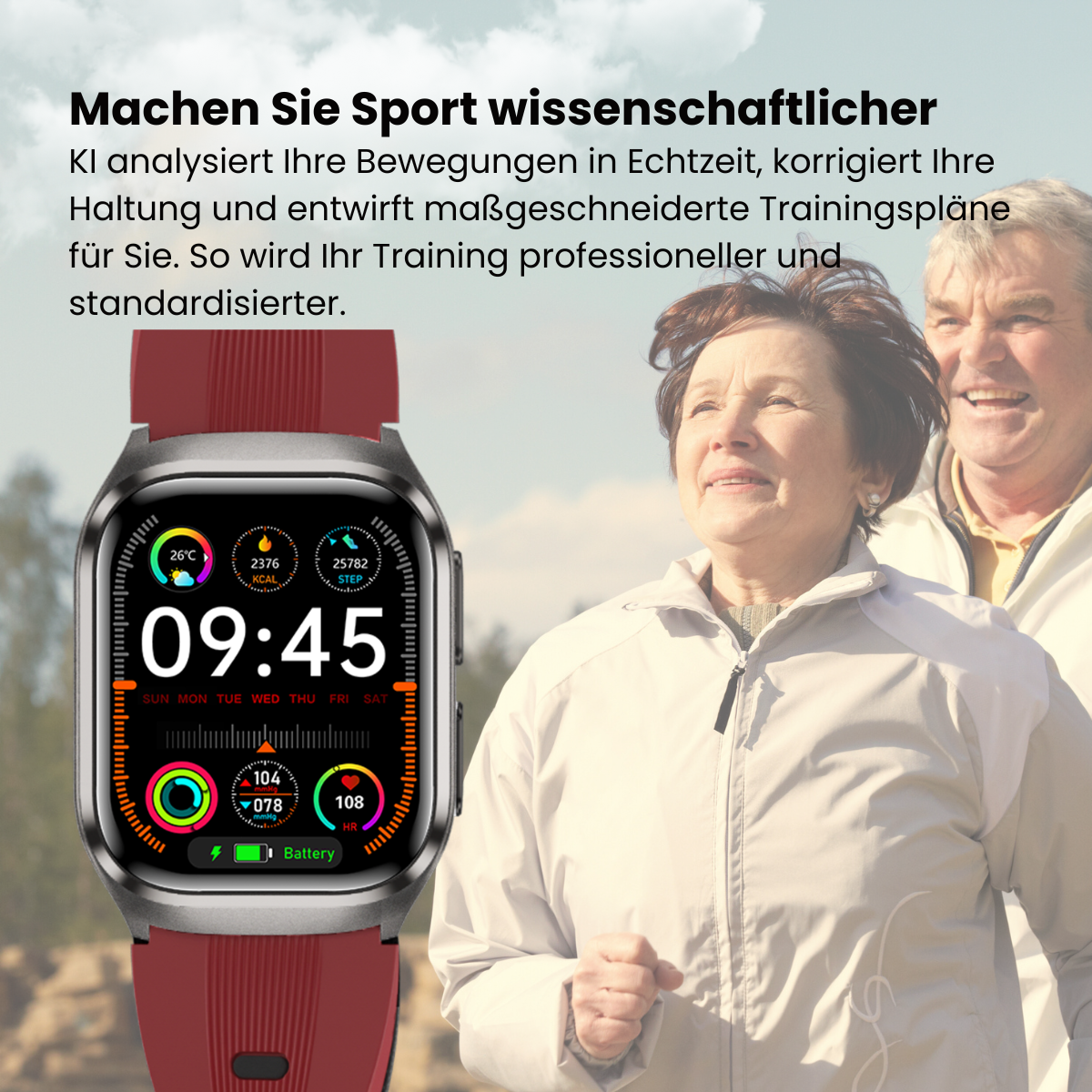 Coxsmart CXS17 Smartwatch mit Luftkissen-Blutdruckmessung
